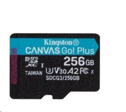 Obrázek Kingston MicroSDXC karta 256GB Canvas Go! Plus, R:170/W:90MB/s, Class 10, UHS-I, U3, V30, A2