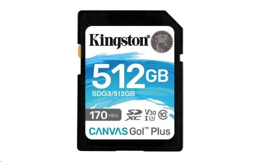 Obrázek Kingston SDXC karta 512GB Canvas Go! Plus, R:170/W:90MB/s, Class 10, UHS-I, U3, V30