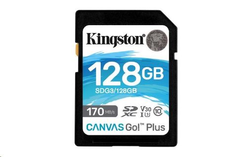 Obrázek Kingston SDXC karta 128GB Canvas Go! Plus, R:170/W:90MB/s, Class 10, UHS-I, U3, V30