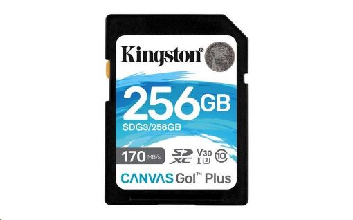 Obrázek Kingston SDXC karta 256GB Canvas Go! Plus, R:170/W:90MB/s, Class 10, UHS-I, U3, V30