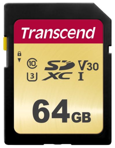 Obrázek TRANSCEND SDXC karta 64GB 500S, UHS-I U3 V30 (R:95/W:50 MB/s)