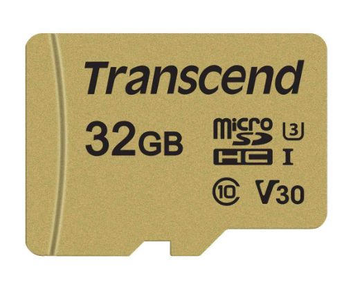 Obrázek TRANSCEND MicroSDHC karta 32GB 500S, UHS-I U3 V30 + adaptér