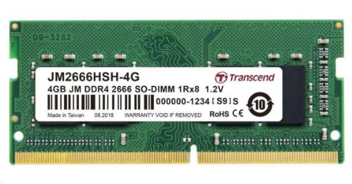 Obrázek TRANSCEND SODIMM DDR4 4GB 2666MHz 1Rx8 512Mx8 CL19 1.2V