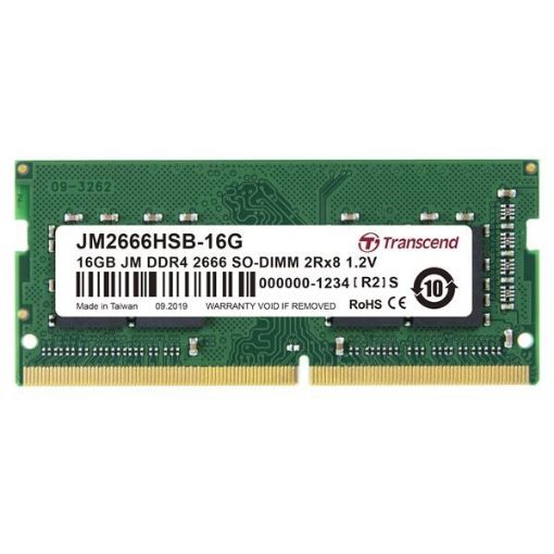 Obrázek TRANSCEND SODIMM DDR4 16GB 2666MHz 2Rx8 1Gx8 CL19 1.2V