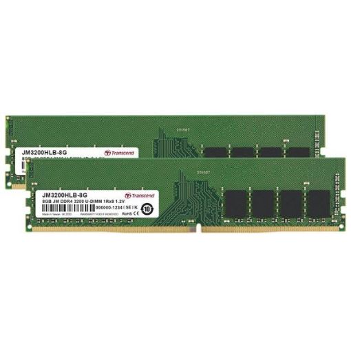 Obrázek TRANSCEND DIMM DDR4 16GB (Kit of 2) 3200Mhz 1Rx8 1Gx8 CL22 1.2V