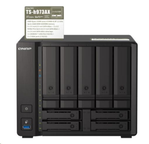 Obrázek QNAP TS-h973AX-32G (4C/RyzenV1500B/2,2GHz/32GBRAM/9xSATA/2x2,5GbE/1x10GbE/4xUSB3.2)