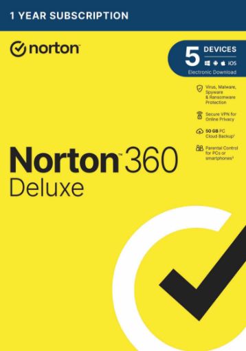 Obrázek NORTON 360 DELUXE 50GB +VPN 1 uživatel pro 5 zařízení na 1 rok - ESD