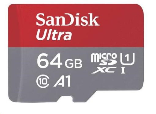 Obrázek SanDisk MicroSDXC karta 64GB Ultra (100MB/s, A1 Class 10 UHS-I, Android - Imaging Packaging) + adaptér