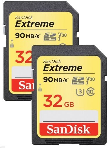 Obrázek SanDisk SDHC karta 32GB Extreme (90MB/s V30 UHS-I U3) 2-pack