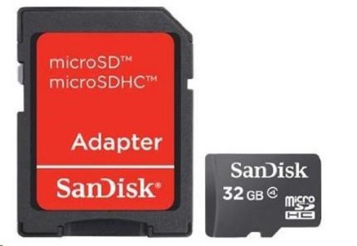 Obrázek SanDisk MicroSDHC karta 32GB (Class 4) + adaptér