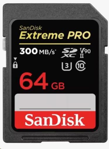 Obrázek SanDisk SDHC karta 64GB Extreme PRO (300 MB/s, Class 10, UHS-II U3 V90)