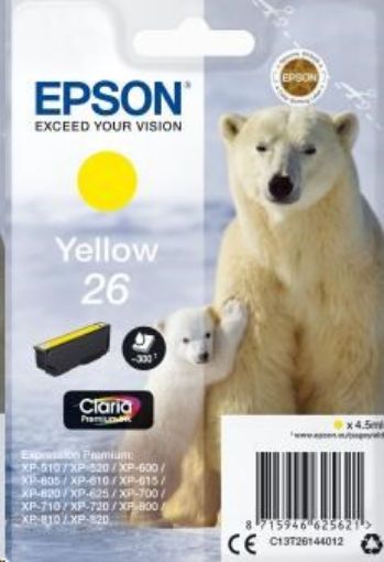 Obrázek EPSON ink bar Singlepack "Lední medvěd" Yellow 26 Claria Premium Ink