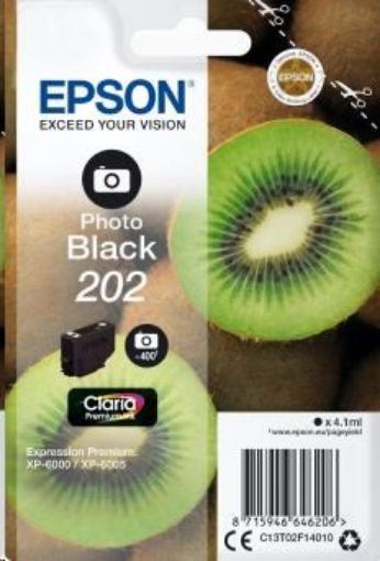 Obrázek EPSON ink čer Singlepack "Kiwi" Photo Black 202 Claria Premium Ink 4,1 ml