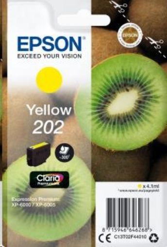 Obrázek EPSON ink bar Singlepack "Kiwi" Yellow 202 Claria Premium Ink 4,1 ml