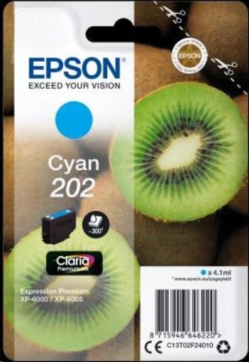 Obrázek EPSON ink bar Singlepack "Kiwi" Cyan 202 Claria Premium Ink 4,1 ml