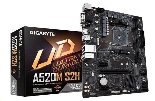 Obrázek GIGABYTE MB Sc AM4 A520M S2H, AMD A520, 2xDDR4, 1xHDMI, 1xDVI, 1xVGA, mATX