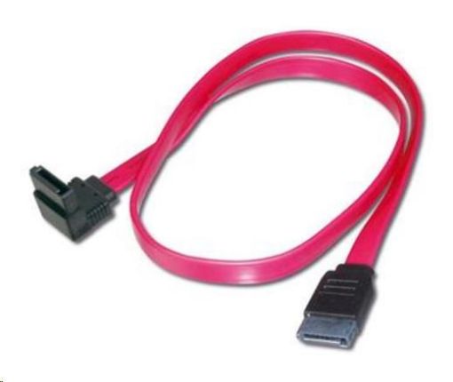 Obrázek PREMIUMCORD Kabel SATA 0,5m 1x90°+1x rovný konektor