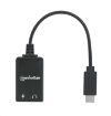 Obrázek MANHATTAN USB 2.1 Sound Adapter, USB Typ C to 3.5 mm aux & mic black, Retail Box