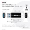 Obrázek Club3D adaptér USB 3.2 Gen1 Type A na USB 3.2 Gen1 Type C (M/F), černá