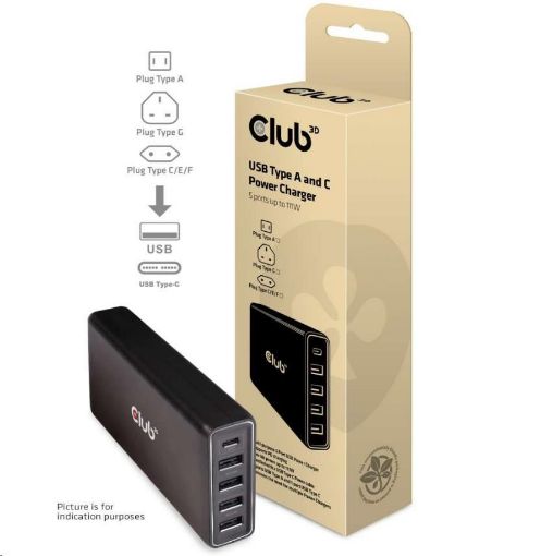 Obrázek Club3D Nabíječka USB Typ A a C, 5 portů, 111 W