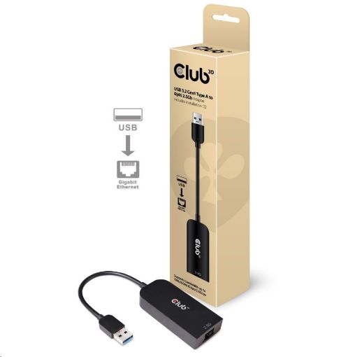 Obrázek Club3D Adaptér USB 3.2 Gen 1 Typ A na RJ45 2.5Gb, 24cm