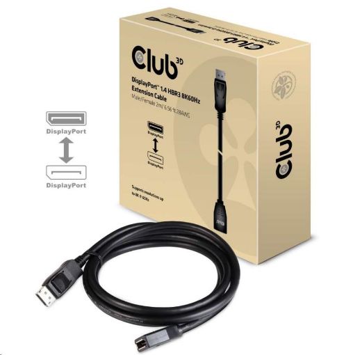 Obrázek Club3D Kabel prodlužovací DisplayPort 1.4 HBR3 8K60Hz (M/F), 2m, 28 AWG