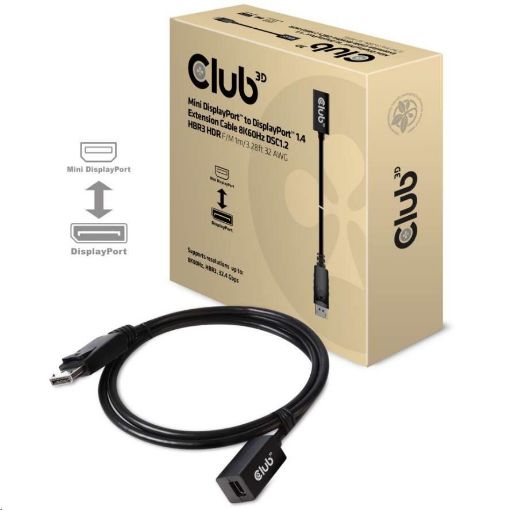 Obrázek Club3D Prodlužovací kabel Mini DisplayPort 1.4 na DisplayPort 8K 60Hz DSC 1.2 HBR3 HDR Bidirectional (F/M), 1m