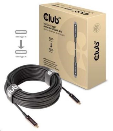 Obrázek Club3D Kabel USB 3.2 typ C Gen2, aktivní, (M/M), 20m, optický, aktivní, unidirectional, A/V