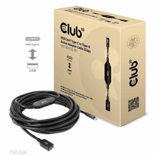 Obrázek Club3D Kabel USB-C na USB-A, Aktivní adaptér/kabel, 5 Gbps (M/F), 10m