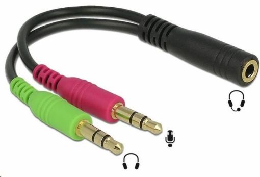 Obrázek PREMIUMCORD Adaptér 4pólový jack3,5mm pro sluchátka a mikrofon, 30cm