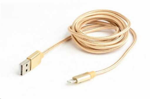 Obrázek GEMBIRD Kabel USB 2.0 Lightning (IP5 a vyšší) nabíjecí a synchronizační kabel, opletený, 1,8m, zlatý, blister