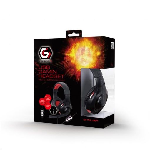 Obrázek GEMBIRD sluchátka s mikrofonem GHS-U-5.1-01, gaming, 5.1 surround, černo-červená, USB