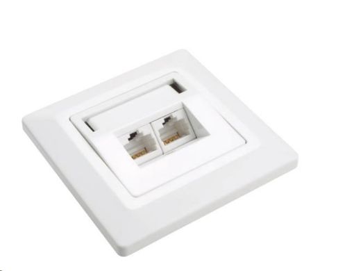 Obrázek Solarix Zásuvka CAT5E UTP 2 x RJ45 pod omítku bílá SX9-2-5E-UTP-WH