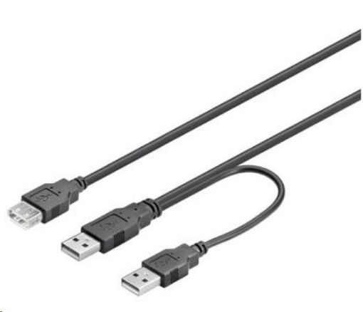 Obrázek PREMIUMCORD Kabel USB 2.0 napájecí Y kabel A/M + A/M -- A/F 0.4m + 0.5m