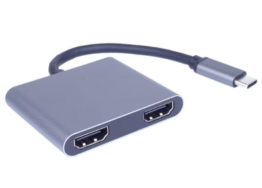 Obrázek PremiumCord MST adapter USB-C na 2x HDMI, USB3.0, PD, rozlišení 4K a FULL HD 1080p