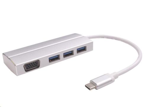 Obrázek PREMIUMCORD Adaptér USB 3.1 Type-C male na VGA female + 3x USB 3.0, aluminum