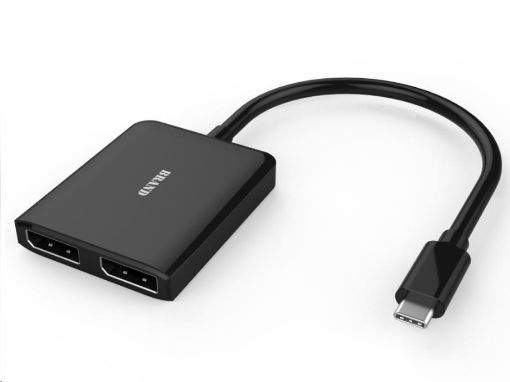 Obrázek PREMIUMCORD MST Adaptér USB3.1 typ-C - 2x DisplayPort, rozšíření+zrcadlení+2 obrazy, 4K*2K@30Hz