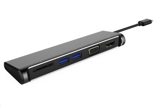 Obrázek PREMIUMCORD Převodník USB 3.1 typ -C na 4K HDMI+1080p VGA+SD Card+2xUSB3.0 (5-in-1)