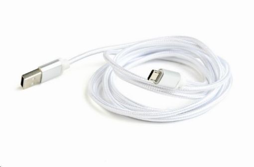 Obrázek GEMBIRD Kabel USB A Male/Micro B Male 2.0, 1,8m, opletený, stříbrný, blister