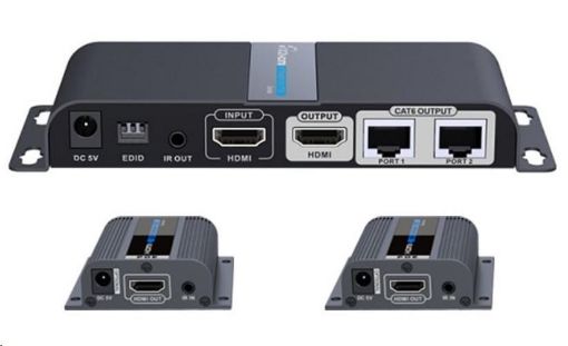 Obrázek PREMIUMCORD HDMI 1-2 splitter+extender po CAT6/6a/7, FULL HD, 3D