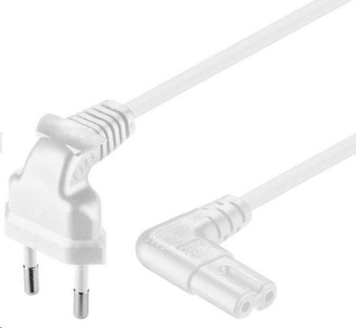 Obrázek PREMIUMCORD Kabel síťový 230V k magnetofonu se zahnutými konektory 5m, bíla