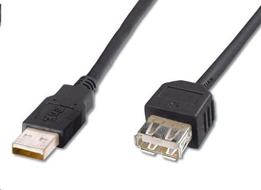 Obrázek PremiumCord USB 2.0 kabel prodlužovací, A-A, 2m černá