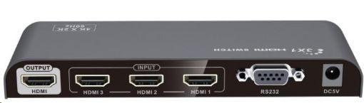 Obrázek PREMIUMCORD HDMI switch 4Kx2K@60Hz 3:1 kovový s dálkovým ovladačem a napájecím adaptérem