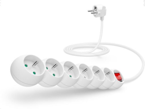 Obrázek CONNECT IT prodlužovací kabel 230 V, 6 zásuvek, 2 m, s vypínačem (bílý)