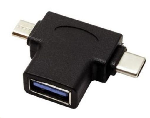 Obrázek Adaptér USB3.0 female na dva konektory USB 3.1 C/male + micro USB B/male