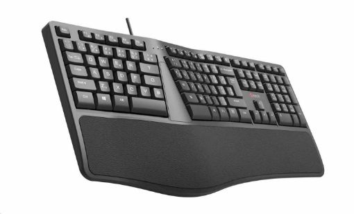 Obrázek C-TECH Klávesnice KB-113E USB, ERGO,  černá, CZ/SK