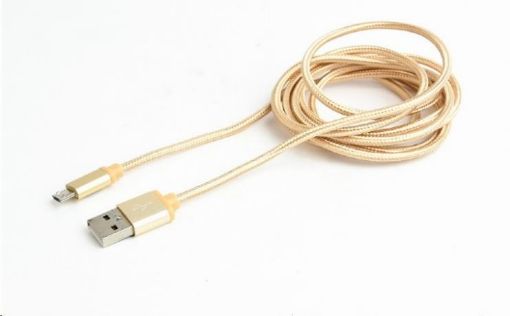 Obrázek GEMBIRD Kabel USB A Male/Micro B Male 2.0, 1,8m, opletený, zlatý, blister