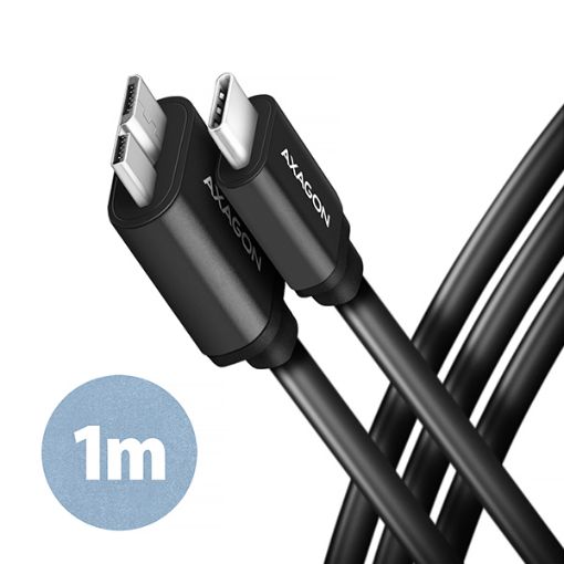 Obrázek AXAGON BUMM3-CM10AB, SPEED kabel Micro-B USB <-> USB-C, 1m, USB 3.2 Gen 1, 3A, ALU, tpe, černý