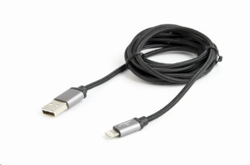 Obrázek GEMBIRD Kabel USB 2.0 Lightning (IP5 a vyšší) nabíjecí a synchronizační kabel, opletený, 1,8m, černý, blister