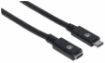 Obrázek Manhattan USB-C kabel, USB 3.1 Gen 2, USB-C Male na USB-C Female, 10 Gbps, 5 A, 50cm, černá